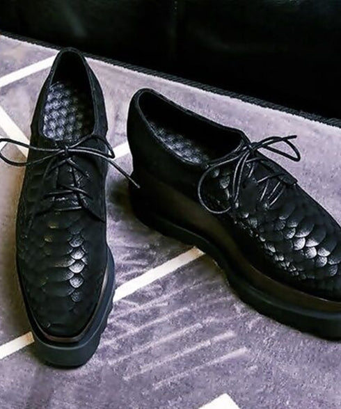 Embossed Platform Oxford Shoes